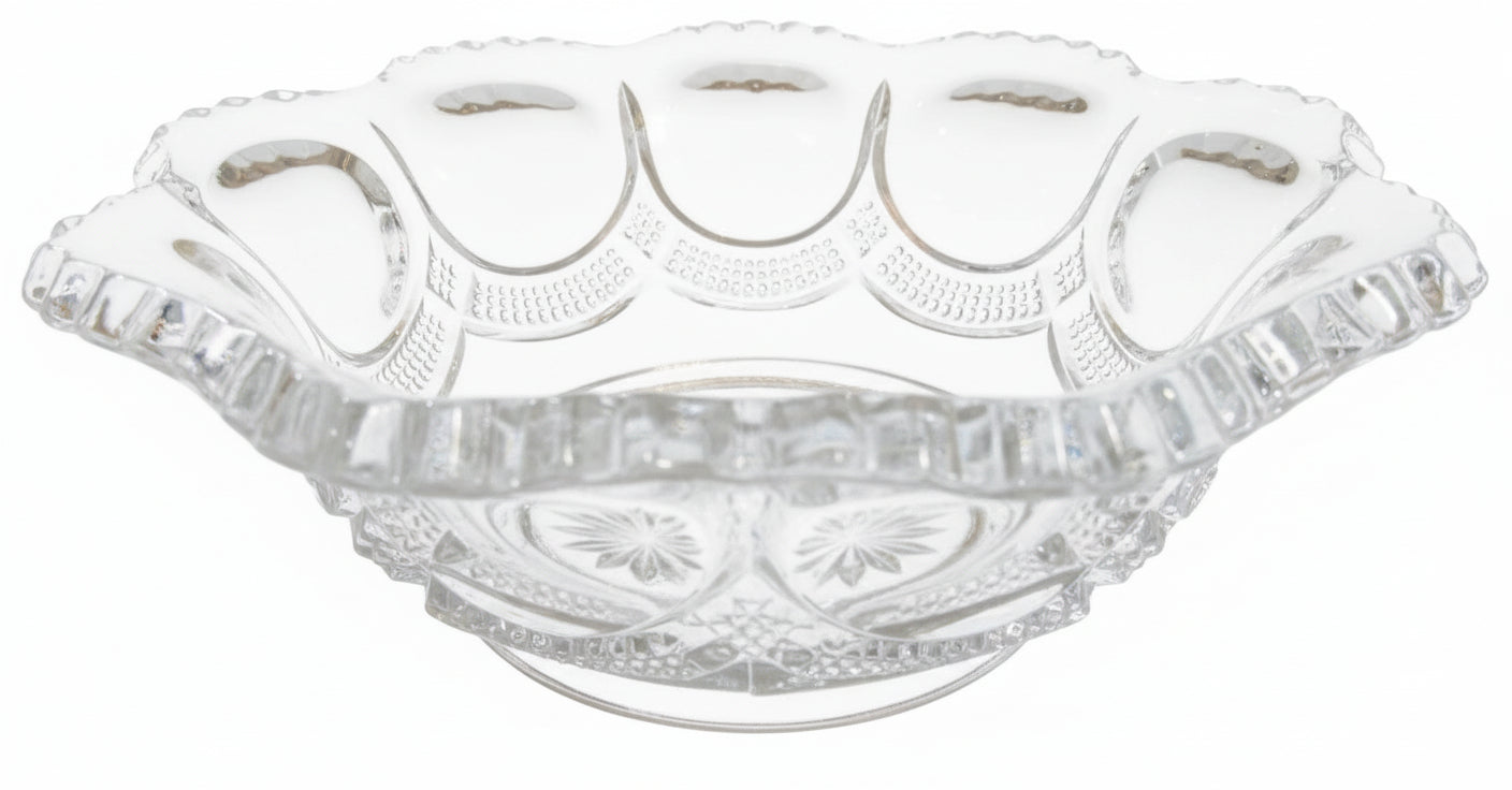 Antique EAPG US Glass “Oregon” Beaded Loop Berry Bowl (c. 1901) | Rare Mint No. 15073 | 4.5” States Series Sawtooth Rim | Edwardian Pressed Glass Survivor