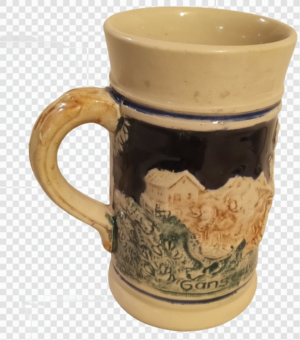 West Germany Miniature Gänseliesel Stein | 1950s Cold War Souvenir Mug | Rare Goose Girl Relief Stoneware