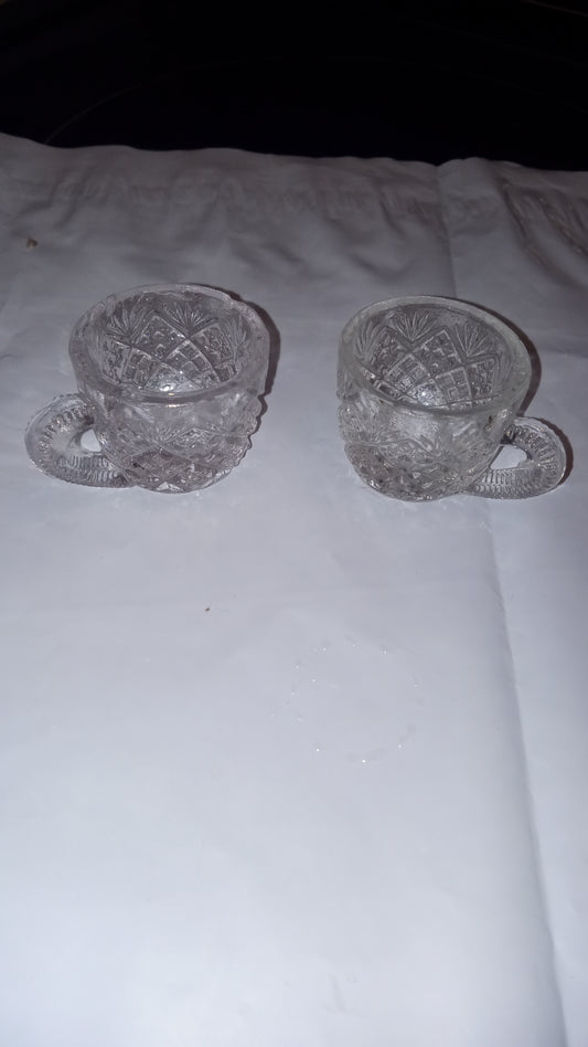 Antique Westmoreland Thumbelina Miniature Punch Bowl Cups  Clear Pressed Glass