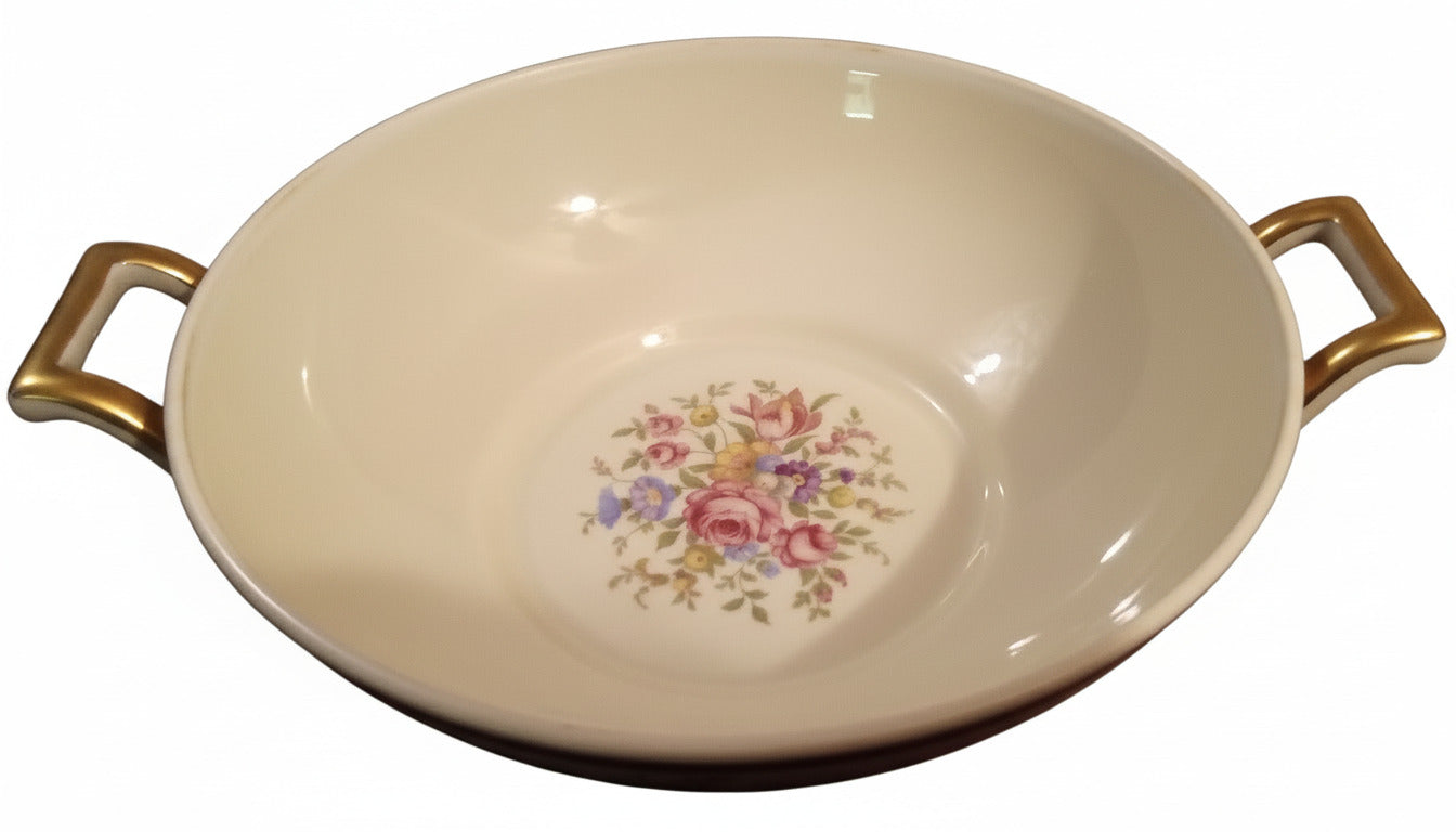 Thomas Ivory Bavaria 'Evelyn' 10" Serving Bowl (1939-1952) | Antique German China Vegetable Nappy w/ Gold