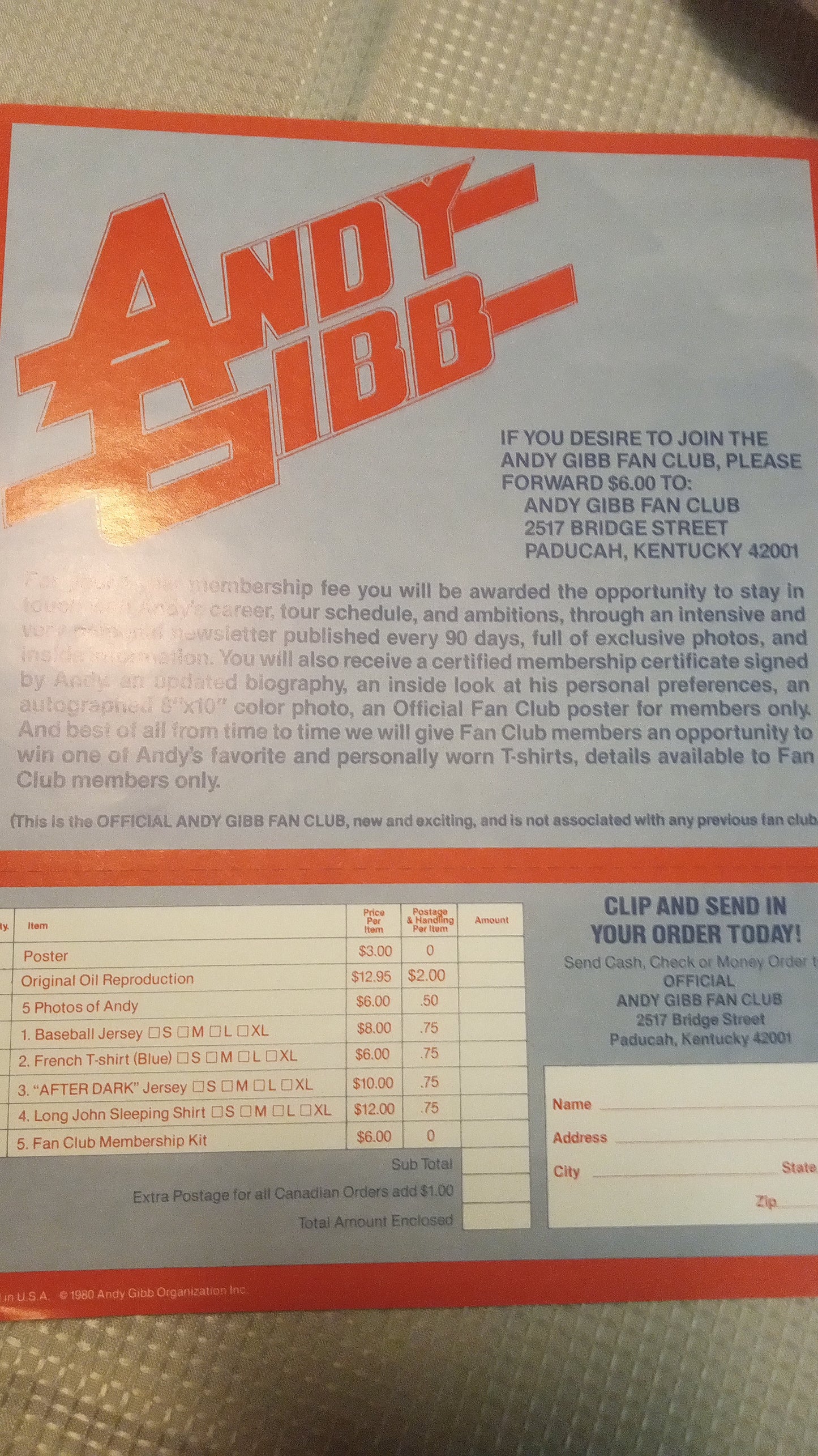 RARE Andy Gibb After Dark LP 1980 | Vinyl Record w/ ALL Fan Club Inserts & Poster