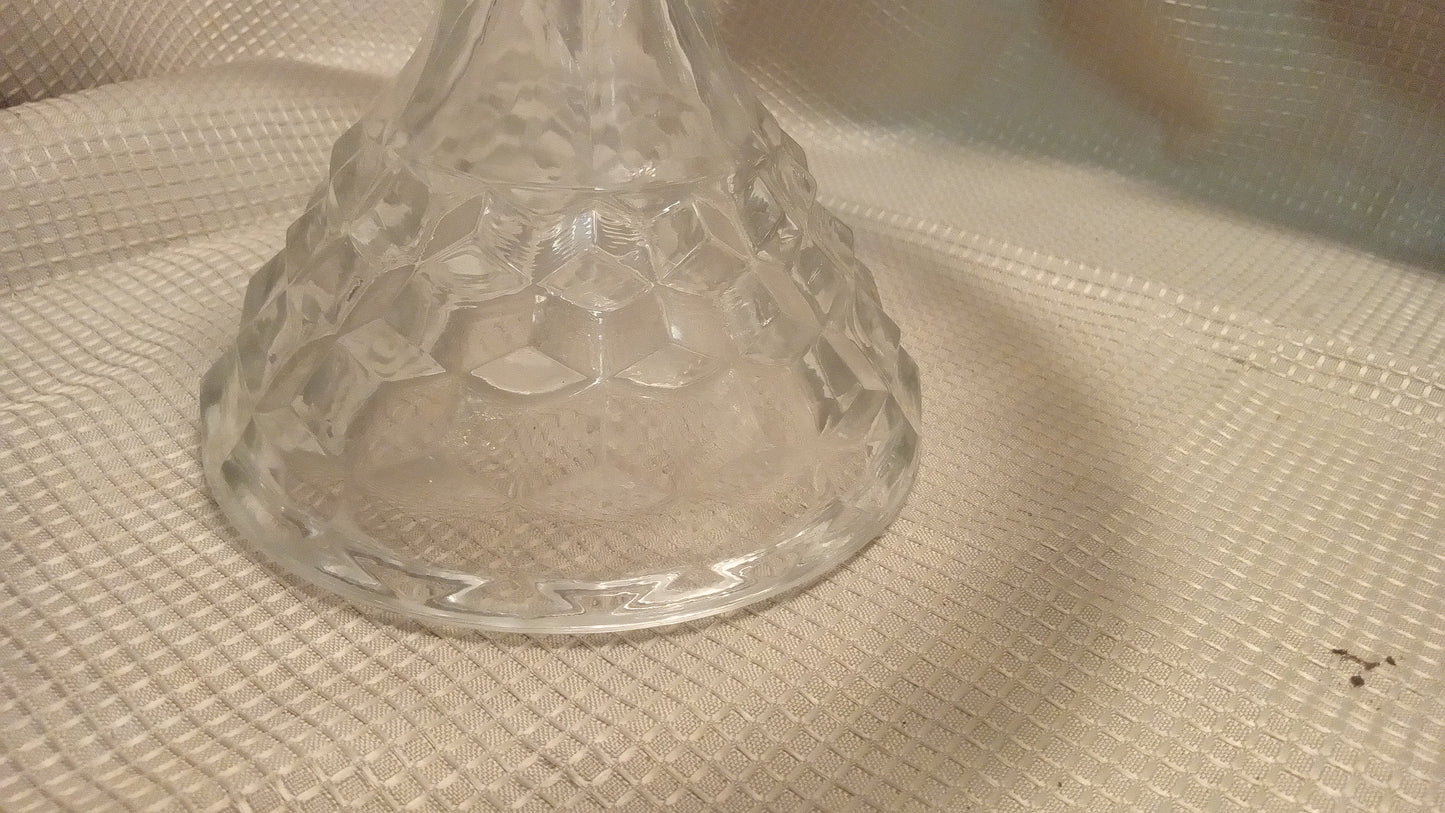 Vintage 10" Fostoria 'American' Block Style Pressed Glass Cake Stand | Mid-Century Dessert Comport (7" Tall)