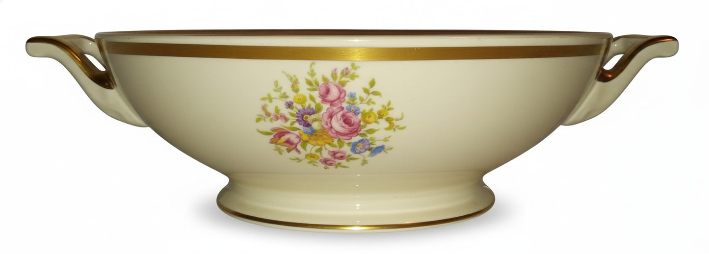 Thomas Ivory Bavaria 'Evelyn' 10" Serving Bowl (1939-1952) | Antique German China Vegetable Nappy w/ Gold