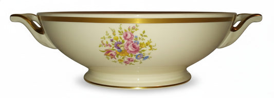 Thomas Ivory Bavaria 'Evelyn' 10" Serving Bowl (1939-1952) | Antique German China Vegetable Nappy w/ Gold