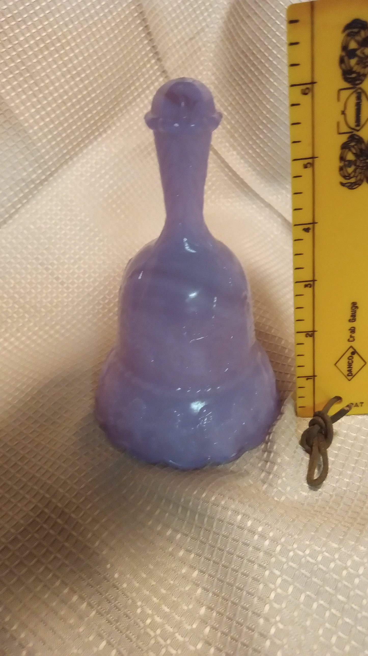 Vintage Purple Slag Glass Christmas Bell - Lavender Winter Scene Figural Art Glass