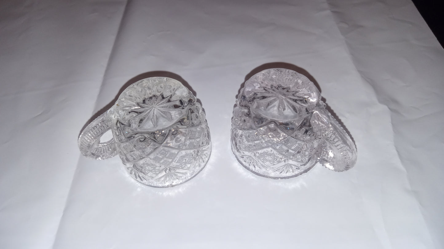 Antique Westmoreland Thumbelina Miniature Punch Bowl Cups  Clear Pressed Glass