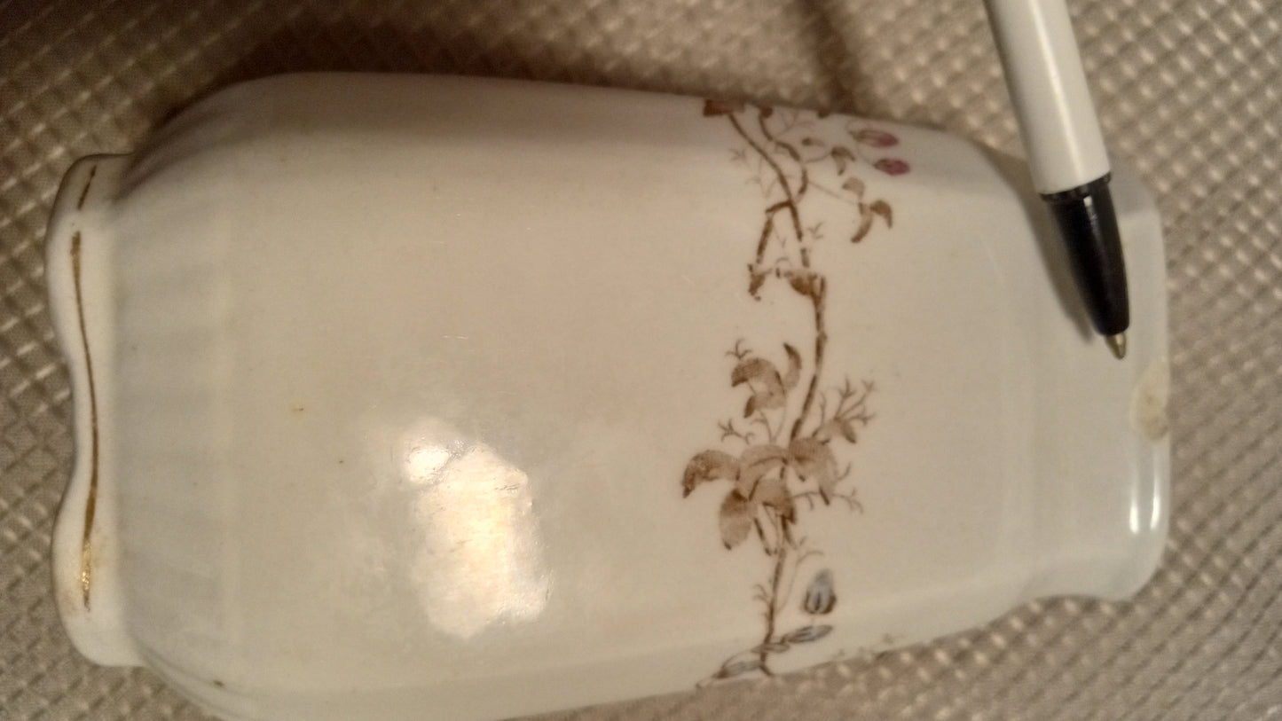 AUTHENTIC 1887 Antique English Ironstone Jar/Spill Vase | Wood & Son "Rustic" Pattern, Victorian Era