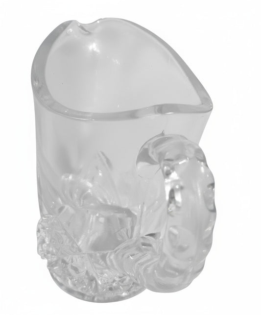 Antique Clear Cut Glass Creamer Pitcher | Starburst Base Depression Glass | Miniature Syrup Server with Handle | Vintage Barware Collectible
