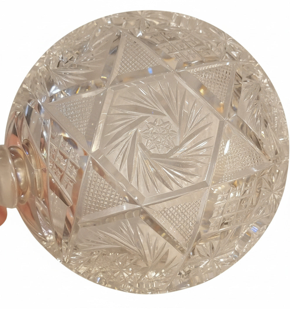 125+ Year Old American Brilliant Cut Glass Nappy Dish | Antique Crystal Serving Bowl with Handle | Rare Early 1900s ABP Collector’s Gem