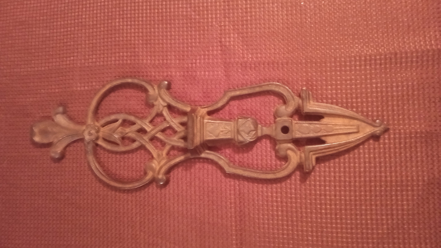 Vintage Ornate Cast Iron Drawer Pull Handle Escutcheon Victorian Style Hardware