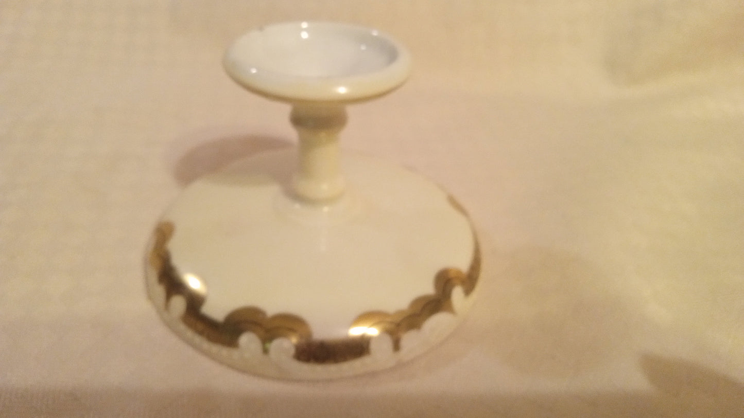 Antique Austrian Porcelain Pedestal Comport | Edwardian Pink Roses Gold Trim | Single Candy Dish, Near-Mint with Patina