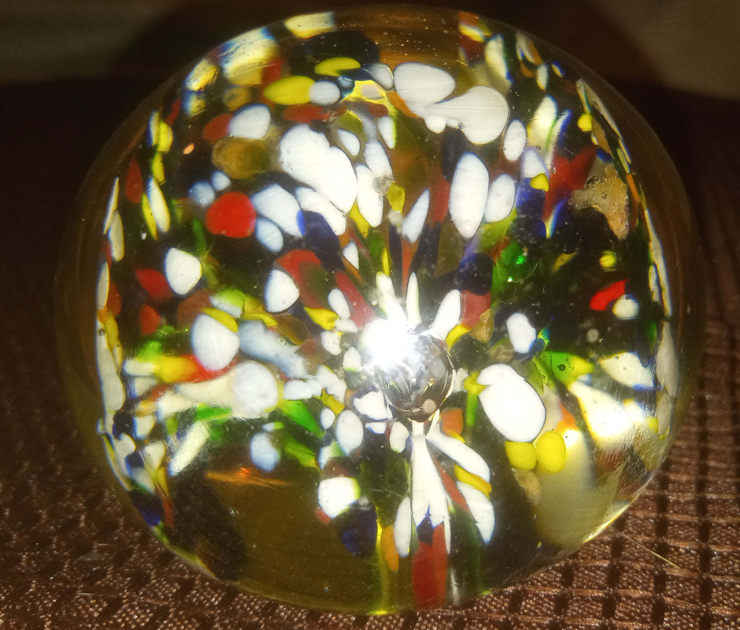 Vibrant Confetti Millefiori Glass Paperweight Art