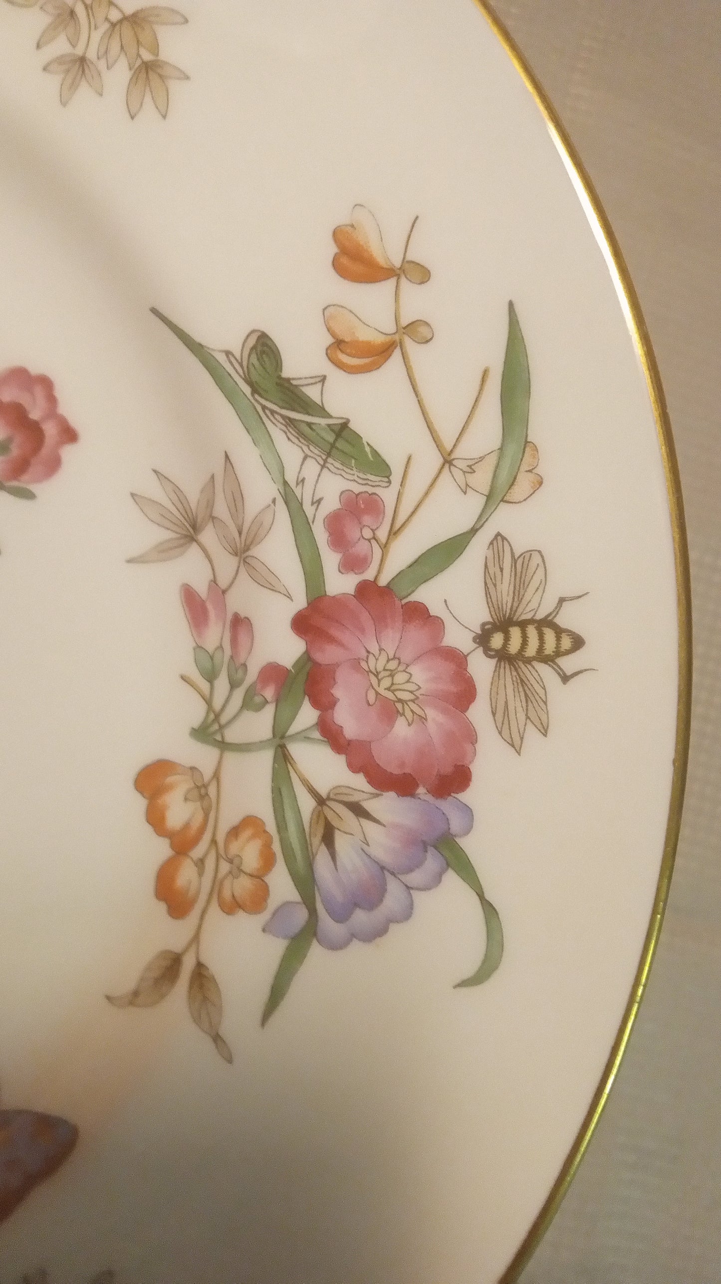 Exquisite Wedgwood Charnwood Bone China Dinner Plate - Hand-Decorated English Garden Florals, Butterflies & Gold Trim